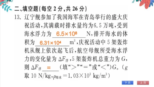 【人教版】物理八年级下册 第10章 自我测评 习题课件