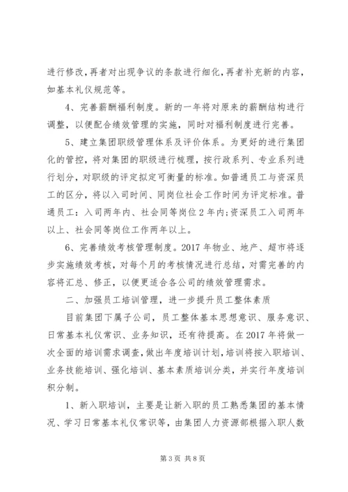 最新集团人力资源工作计划范文.docx