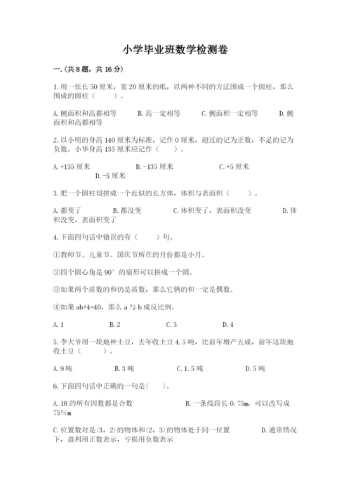 小学毕业班数学检测卷【必刷】.docx