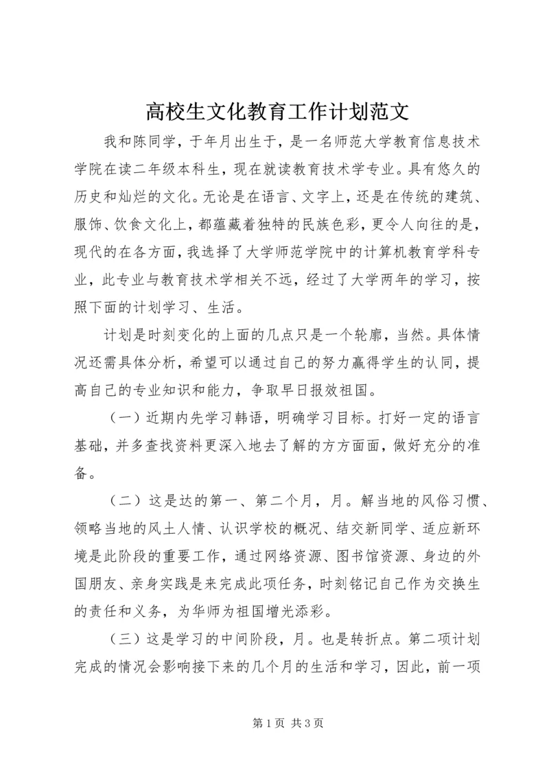 高校生文化教育工作计划范文.docx