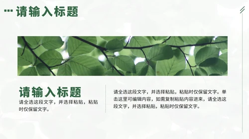 绿色实景植物小清新述职报告PPT模板