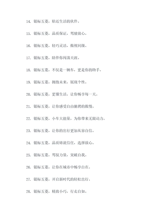 银标五菱广告语大全