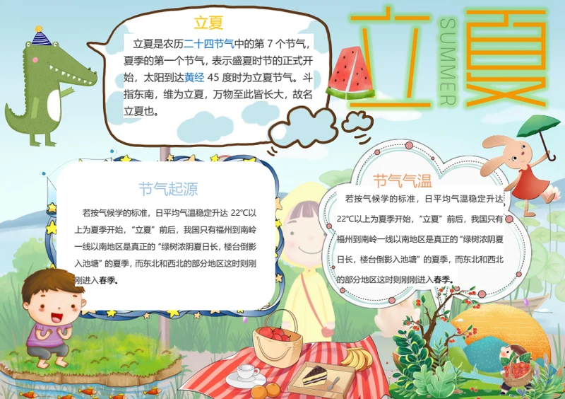 立夏二十四节气Word小报