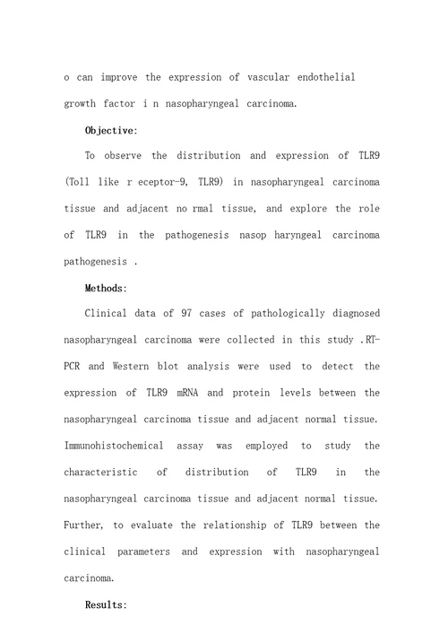 固有免疫受体TLR9在鼻咽癌与癌旁组织中的表达耳鼻咽喉科学专业论文