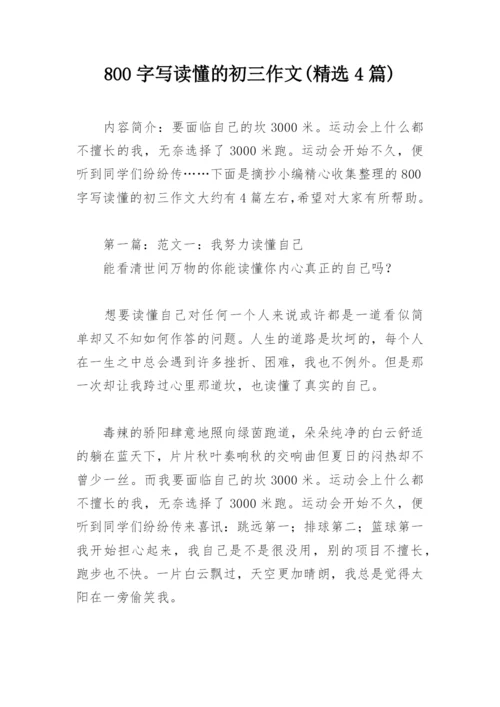 800字写读懂的初三作文(精选4篇).docx