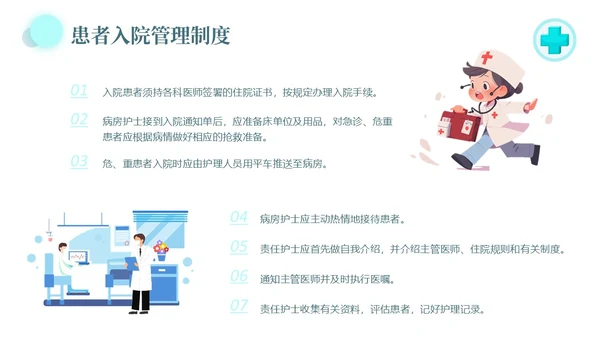 水绿色简约风医疗病房管理制度培训PPT模板