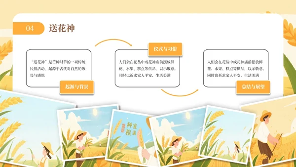黄色芒种节气介绍通用PPT模板