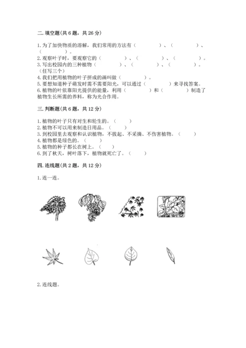 教科版科学一年级上册第一单元《植物》测试卷附答案【典型题】.docx