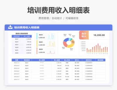 培训费用收入明细表