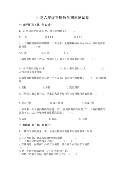 小学六年级下册数学期末测试卷含答案（培优）.docx