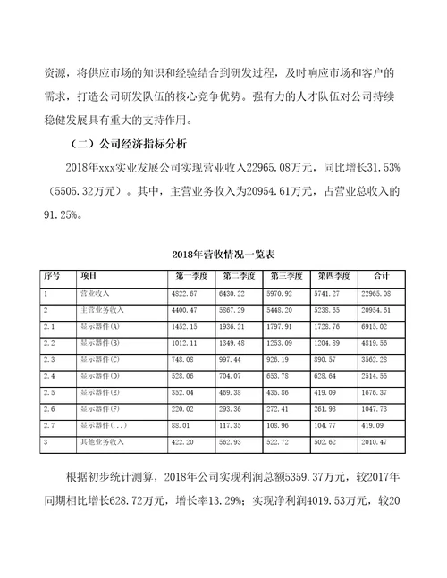 贵州显示器件项目预算报告