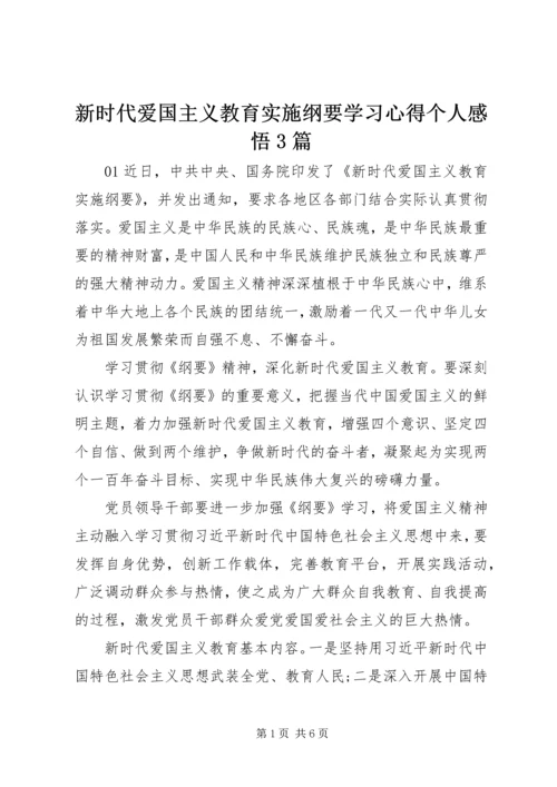 新时代爱国主义教育实施纲要学习心得个人感悟3篇.docx