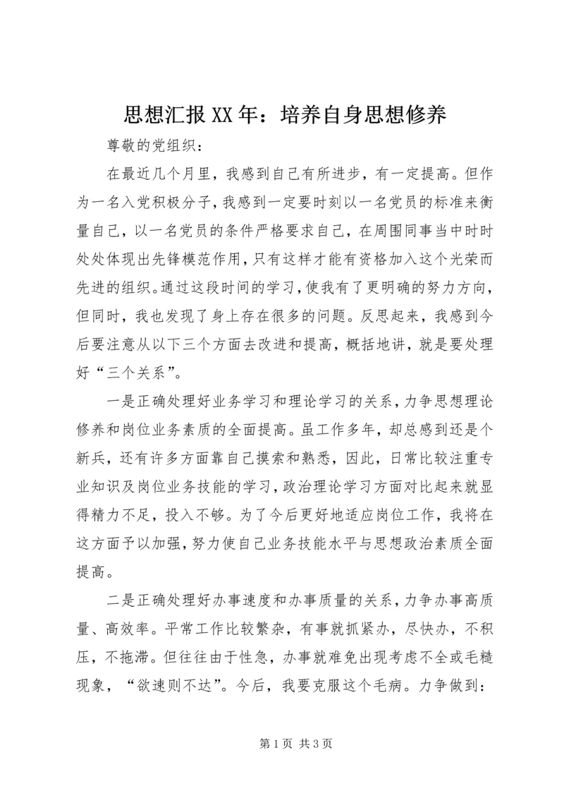 思想汇报XX年：培养自身思想修养.docx