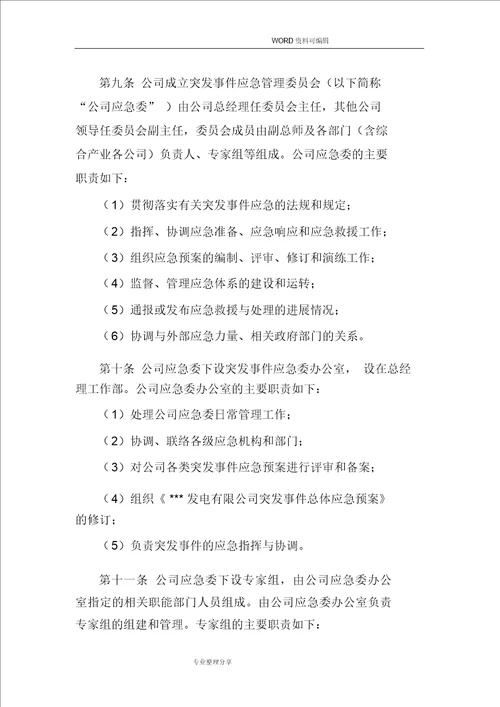 某某发电公司应急管理制度汇编