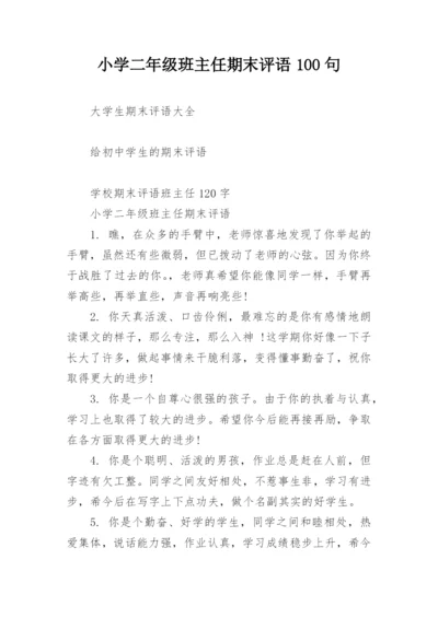小学二年级班主任期末评语100句.docx