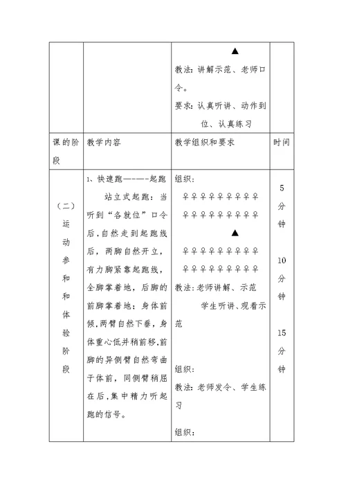 50米快速跑教学设计公开课