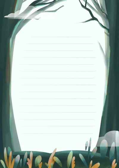 手绘树林信纸word模板