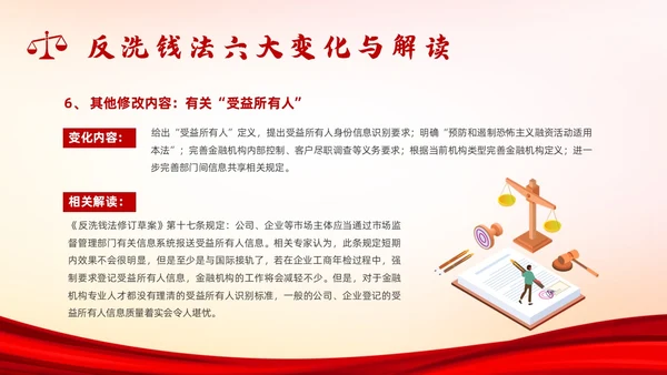 红色插画风反洗钱法课件