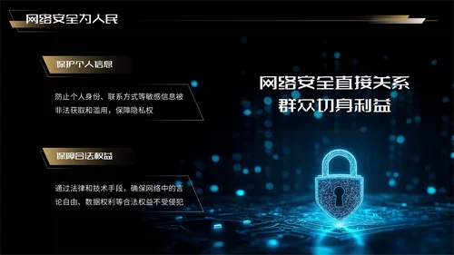 蓝金色科技风网络安全宣传周科普讲座PPT模板