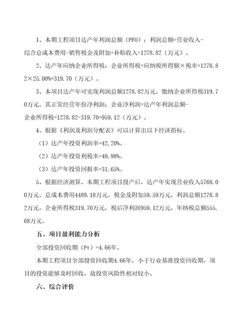 南通厨房用品产业园建设项目财务分析报告