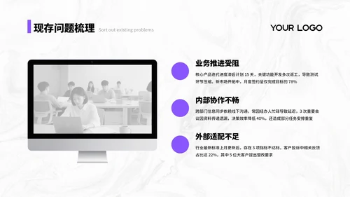紫色简约商务风汇报总结PPT通用模板