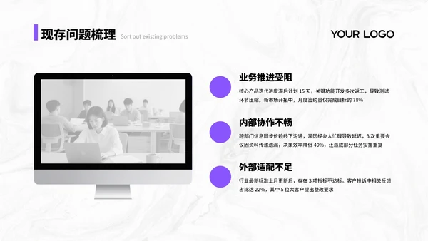 紫色简约商务风汇报总结PPT通用模板