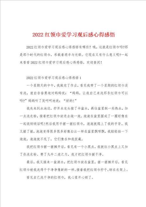 2022红领巾爱学习观后感心得感悟