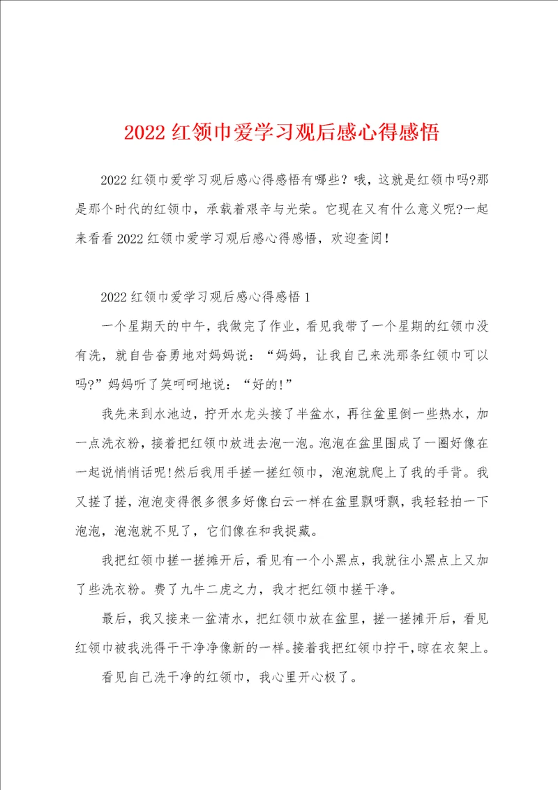 2022红领巾爱学习观后感心得感悟