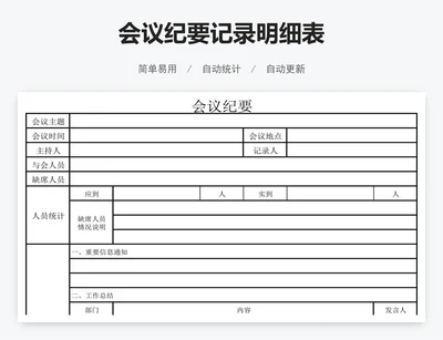 会议纪要记录明细表