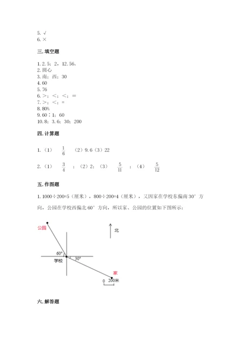 人教版六年级上册数学期末测试卷及答案（网校专用）.docx