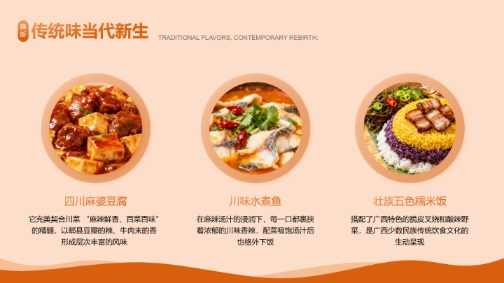 橙色传统美食文化介绍PPT模板