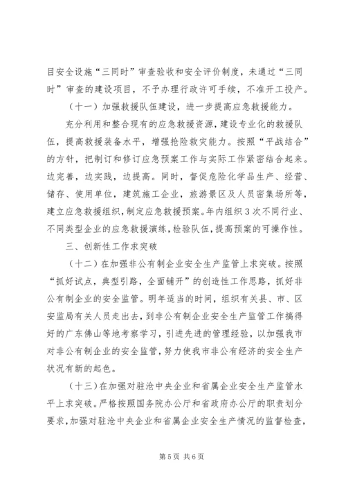 市安全生产监督管理局工作要点计划.docx