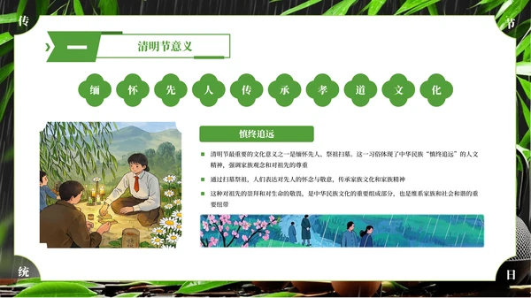 绿色简约清明节主题班会PPT模板