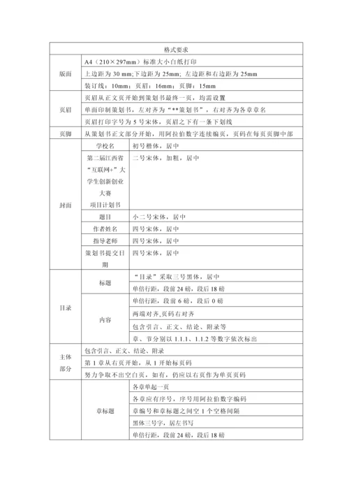 互联网比赛专题计划书格式模板.docx