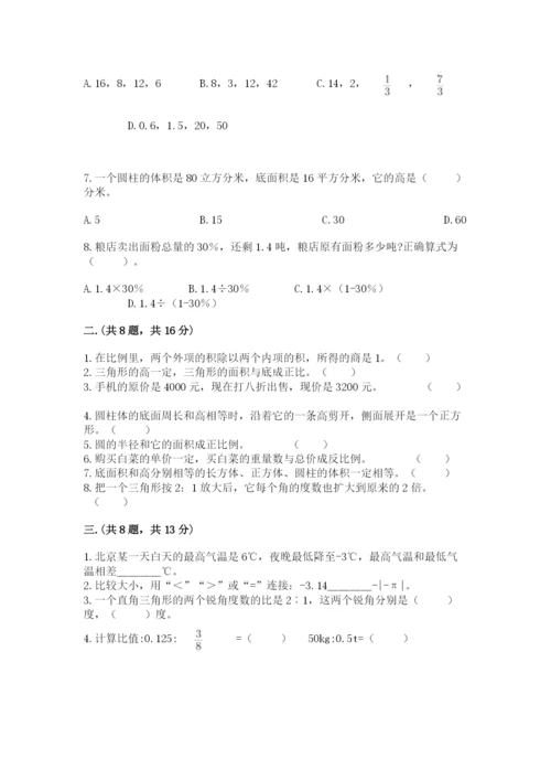 小学六年级升初中模拟试卷含完整答案【典优】.docx