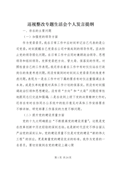 巡视整改专题生活会个人发言提纲.docx