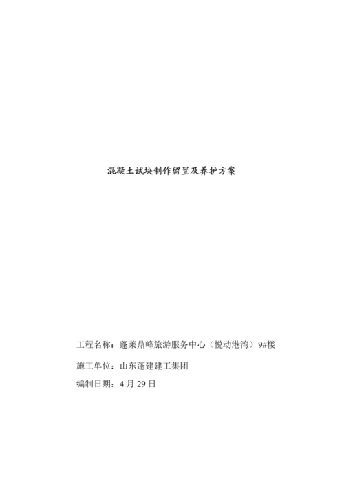 混凝土试块制作留置及养护专业方案.docx