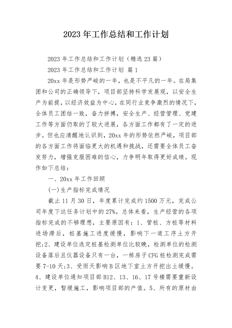 2023年工作总结和工作计划.docx