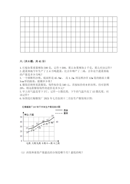 人教版数学六年级下册试题期末模拟检测卷带答案（培优b卷）.docx