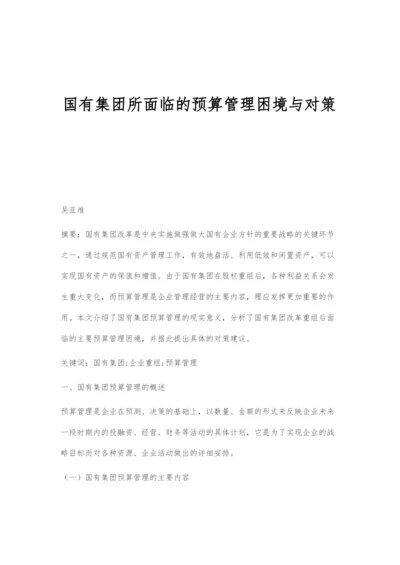 国有集团所面临的预算管理困境与对策.docx