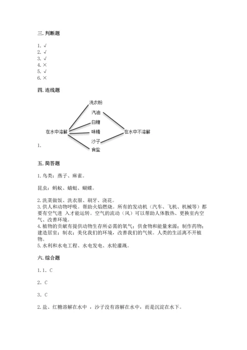 苏教版一年级下册科学期末测试卷含答案.docx