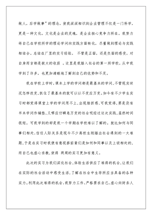 财务部实习工作报告范文5篇