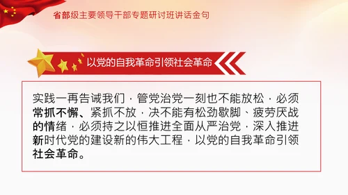 省部级主要领导干部专题研讨班讲话金句PPT