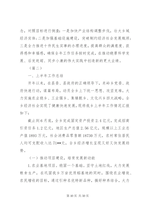 乡镇上半年工作总结及下半年工作思路范文7篇.docx