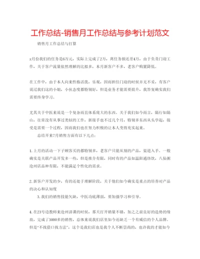 精编工作总结销售月工作总结与参考计划范文.docx