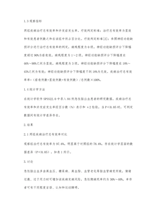 依达拉奉联合托拉塞米治疗急性脑出血老年患者的效果探讨.docx