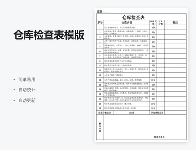 仓库检查表模版