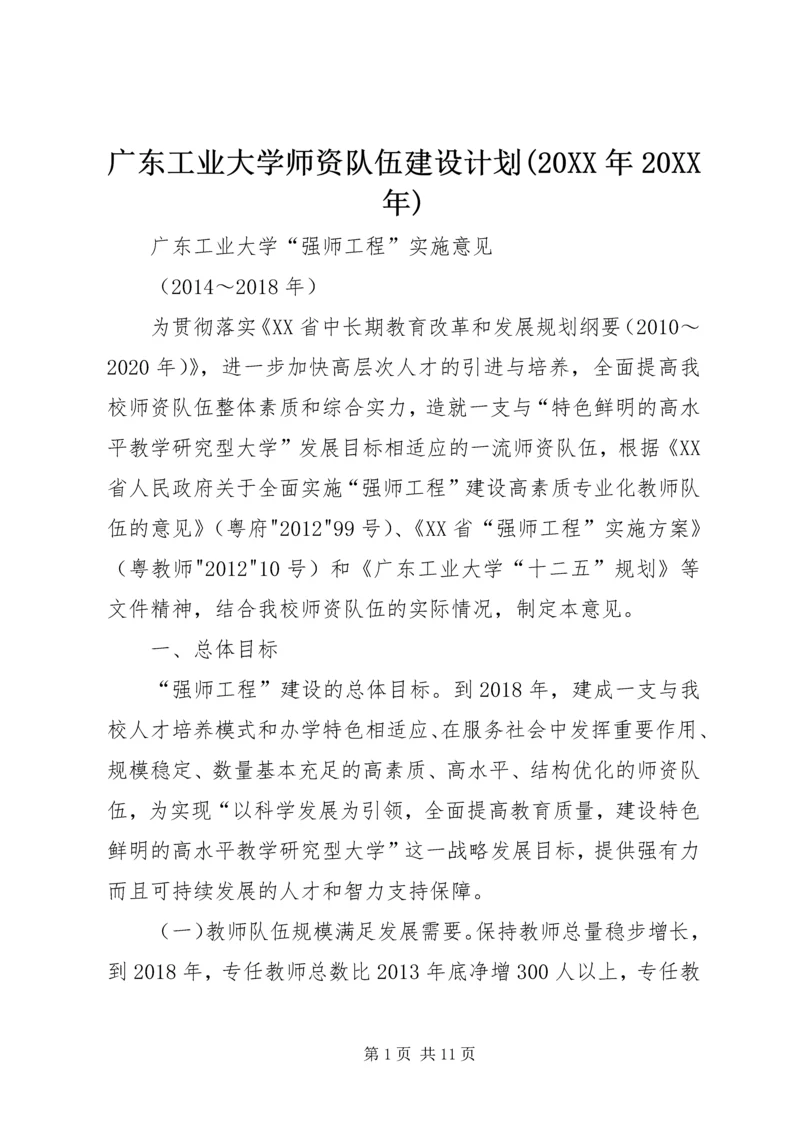 广东工业大学师资队伍建设计划(20XX年20XX年).docx