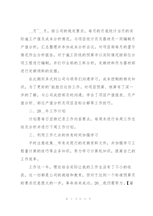 项目部预算员个人总结范文.docx