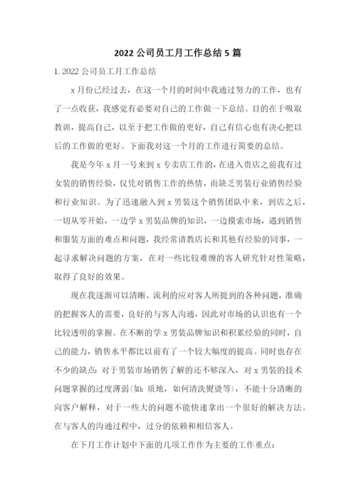 2022公司员工月工作总结5篇.docx